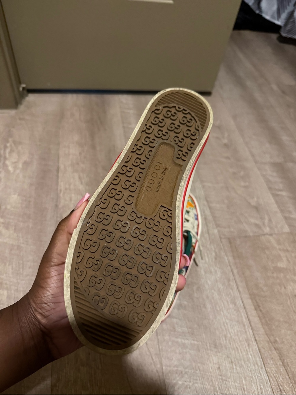 Gucci Kids Floral Canvas Sneakers in Green, Cream and Multicolor - Picture 4 of 12